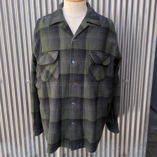 60's "Pennys TOWNCRAFT" Wool×Nylon Open collar Shirts
