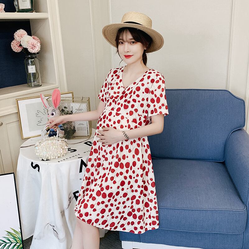 【新作】【送料無料】 プラスサイズマタニティサマープリントボタンフライルーズ授乳ドレス産後女性母乳育児ドレス看護 大きめサイズ 夏物 AL expec316443175759
