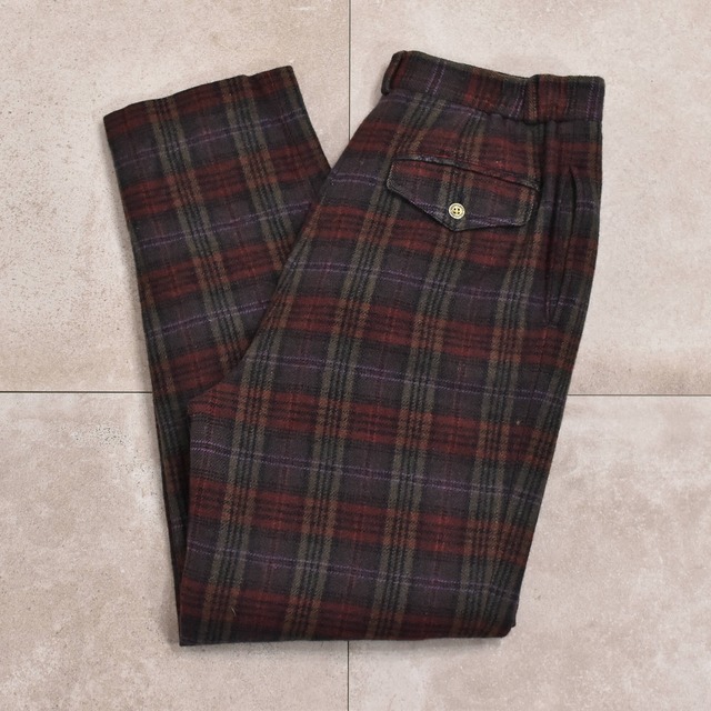 80～90s Wool blend check pants