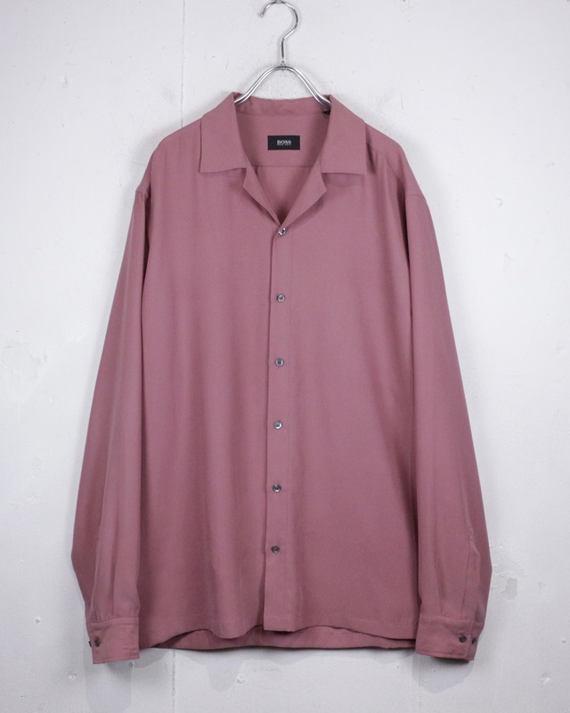 【Caka act2】“BOSS HUGO BOSS” Pink Color Vintage Loose L/S Silk Shirt