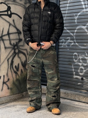 Faded Camo Wide Cargo Pants