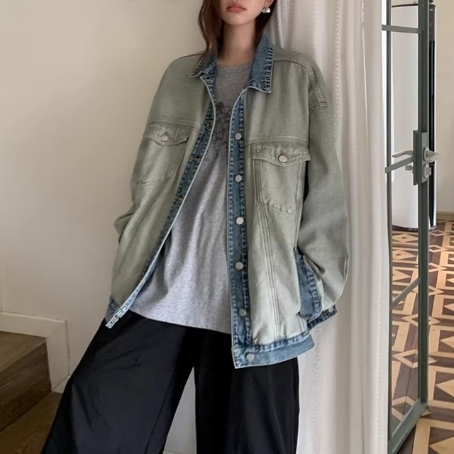 コントラストパネルリバーシブルデニムジャケット 1col   R01831