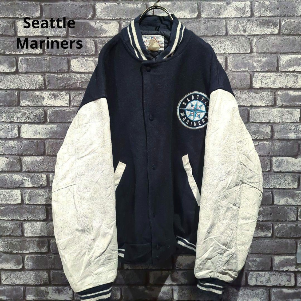 90s MLB スタジャン シアトルマリナーズ レザージャケット XL | 古着屋 