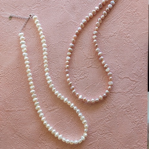 SV925 natural Pink Pearls necklace (adjustable)