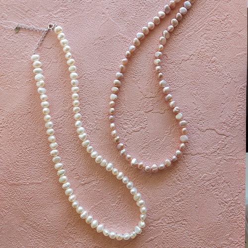 SV925 natural Pink Pearls necklace (adjustable)
