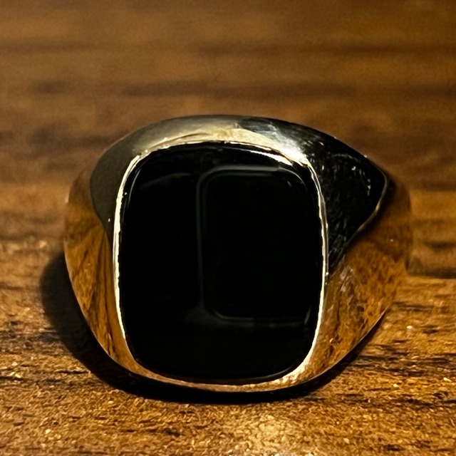 VINTAGE TIFFANY & CO. 14K Gold Square Black Onyx Signet Ring | ヴィンテージ ティファニー 14K ゴールド スクエア ブラック オニキス シグネット リング