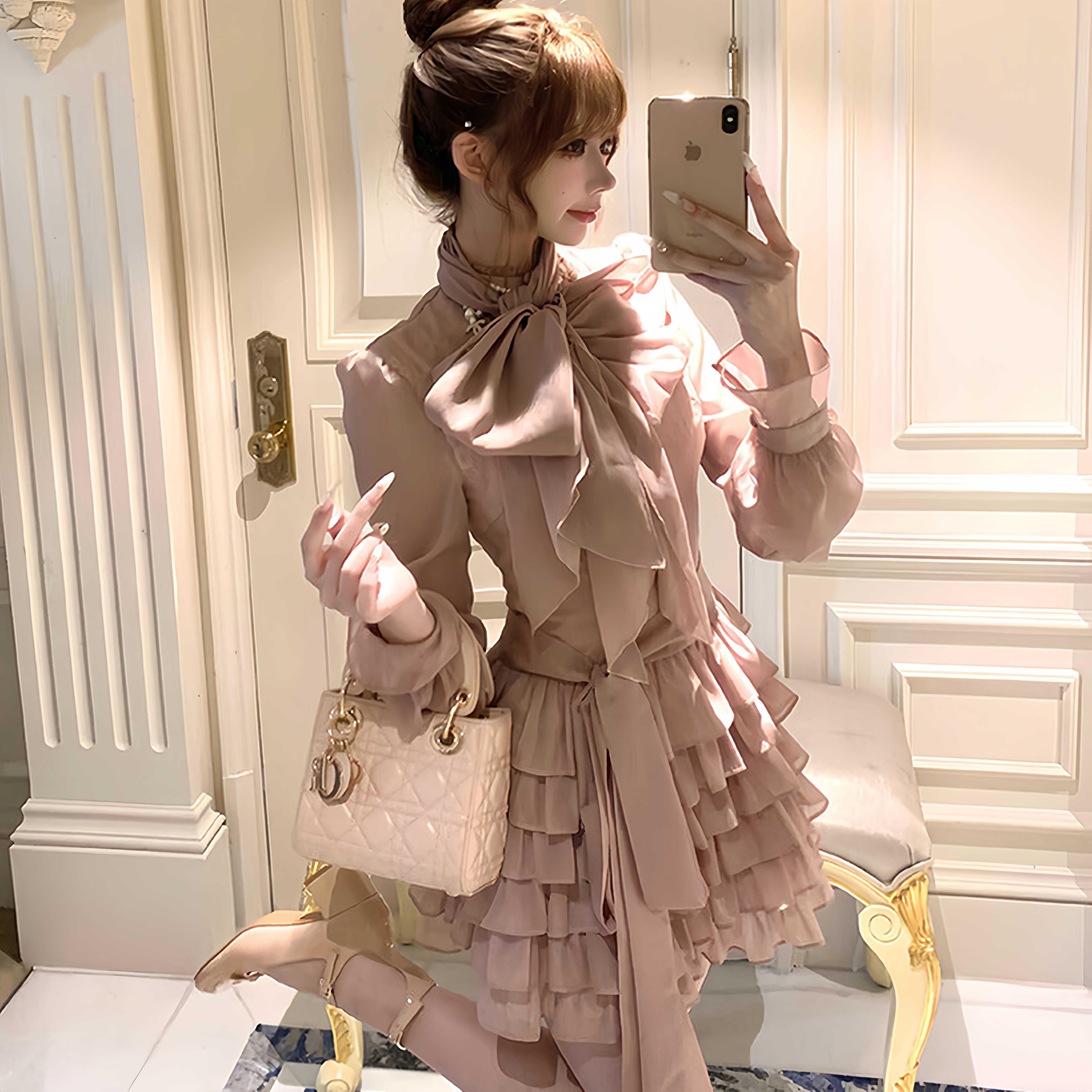 dress】ビッグリボンティアードミニワンピース N3326 | nanastyle