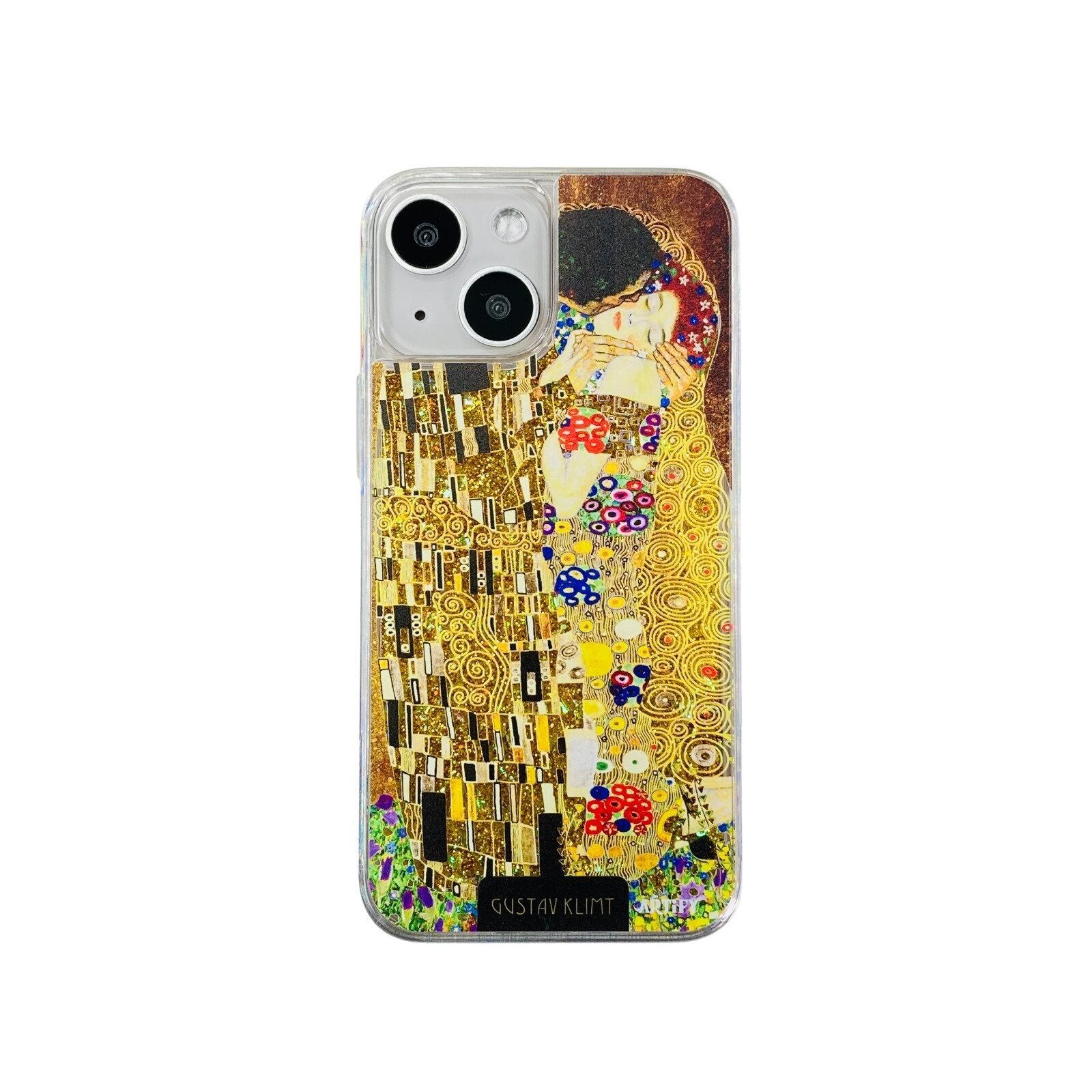 Artify Iphone 13 Mini グリッターケース クリムト キス ゴールド Aj Klimt World