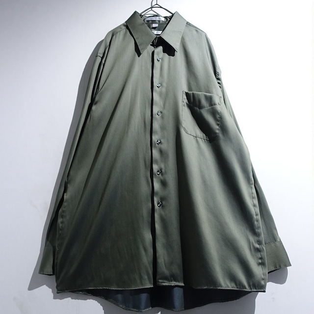 "GEOFFREY BEENE" Green Collar Satin Dress Shirt