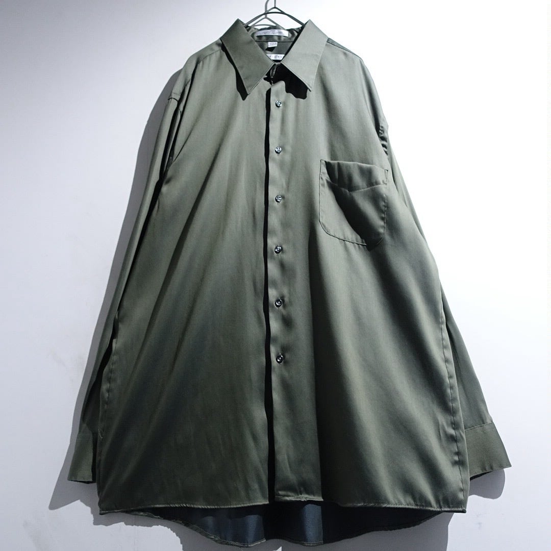 "GEOFFREY BEENE" Green Collar Satin Dress Shirt