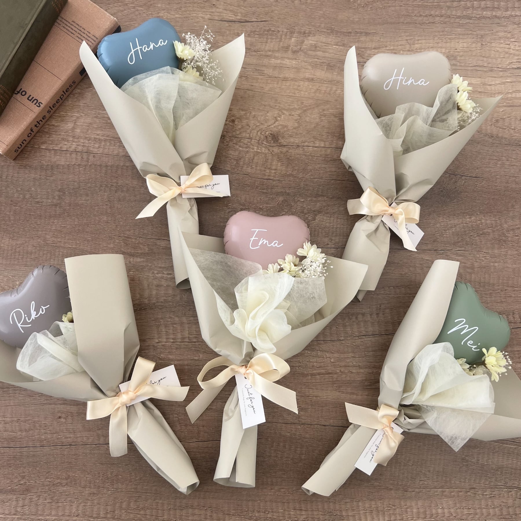 送料無料 名入れ【5個入り】プチブーケ バルーンブーケ アソート5個