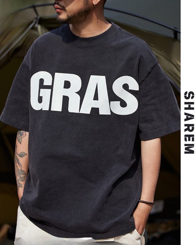 300g Letter Print T-Shirt     B0310