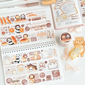 再販☆EE100 EverEin【有熊色系 - Brown COCO】剥離紙 マスキングテープ