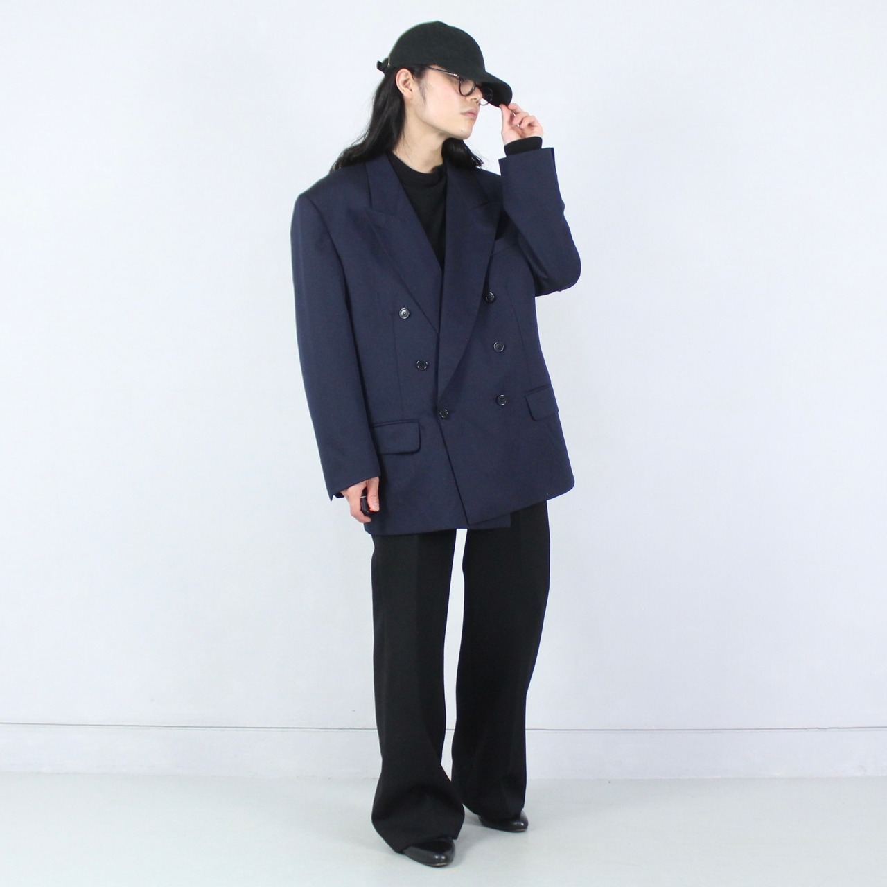 Yves Saint Laurent ウールダブルテーラードジャケット ミッドナイト 