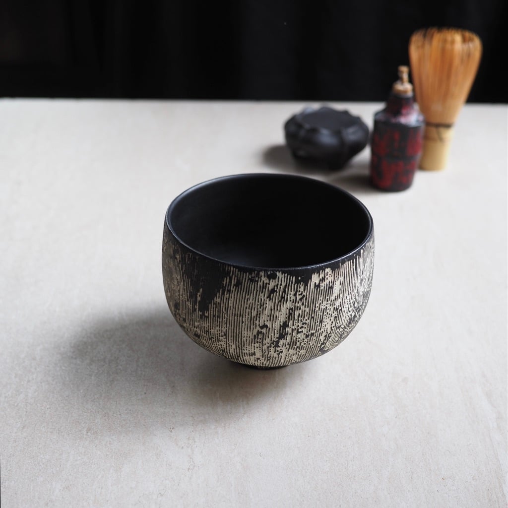 東 一仁/茶碗 白黒 茶碗