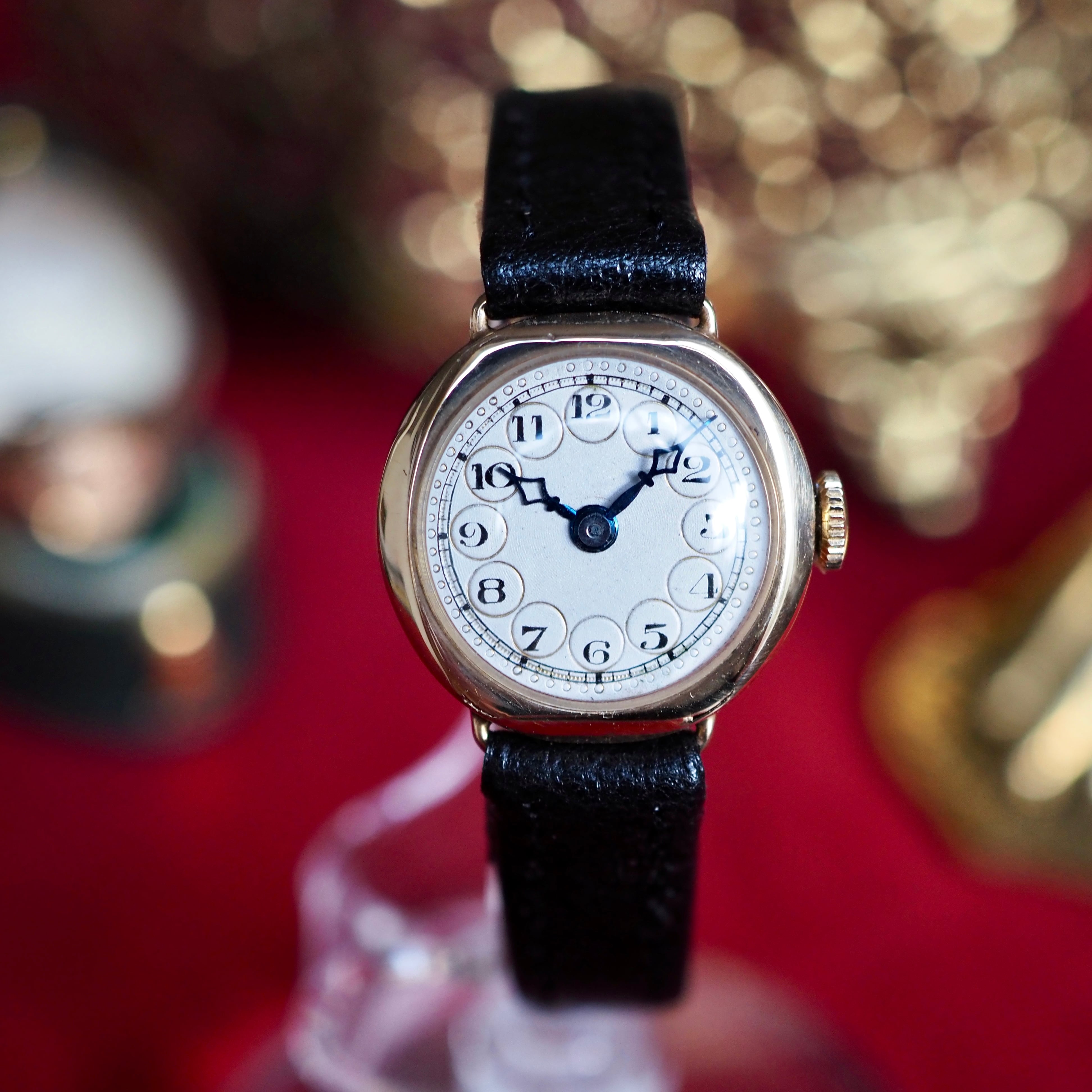 アンティークレンズ　Wilhelm 　世界最古のレンズ　 管理番号K9 スイス時計 K9 金無垢 1930s テレフォンダイヤル アンティーク時計