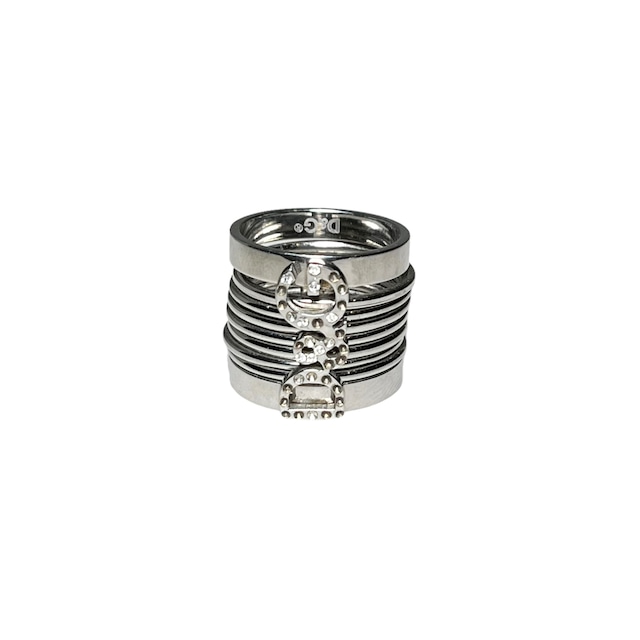 DOLCE&GABBANA silver color wide metal logo ring