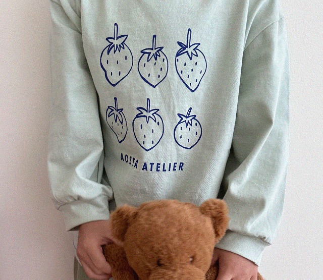 《秋ご予約》 strawberry tee ★ ｜ご予約 秋 aosta アオスタ blouse ブラウス shirt シャツ 女の子 男の子 ベビー キッズ