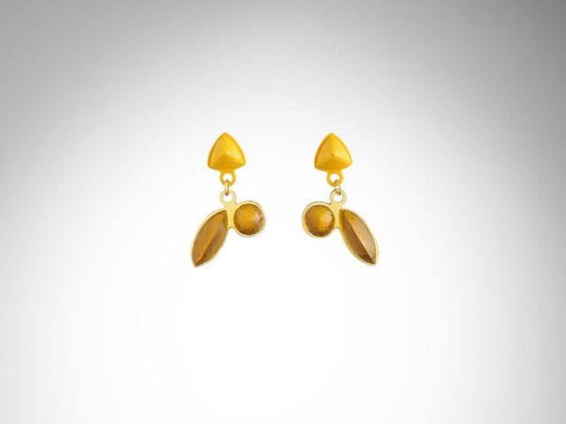 Long Stones Double Earrings   Yellow  /  CORSARI JEWELS