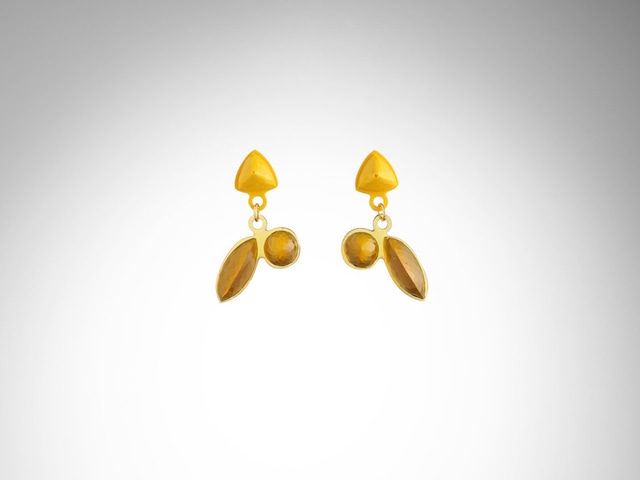 Long Stones Double Earrings   Yellow  /  CORSARI JEWELS