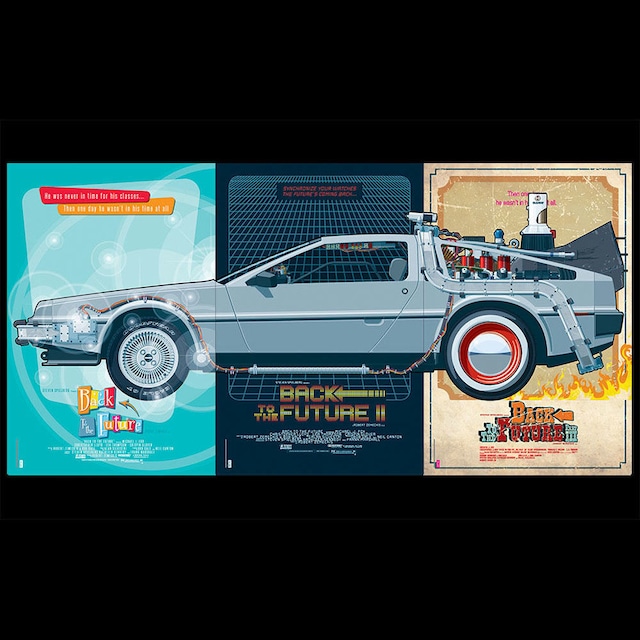 BTTF-DeLorean Triptych by Jakob Staermose