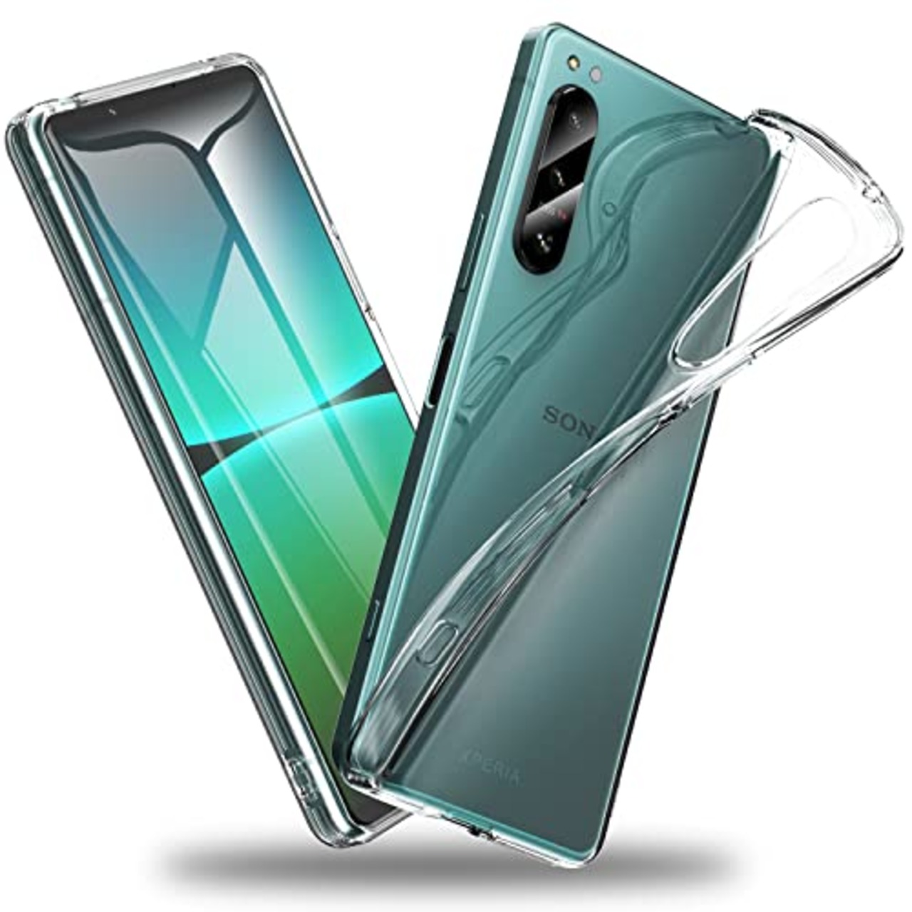 SONY Xperia 5 IV 用 ケース クリア 薄型 SO-54C | SOG09 カバー ドイツバイエル製TPU素材 耐衝撃 全透明 黄変防止 レンズ保護 「ストラップホール付き」 エクスペリア5 IV 用 カバー クリスタル・クリア