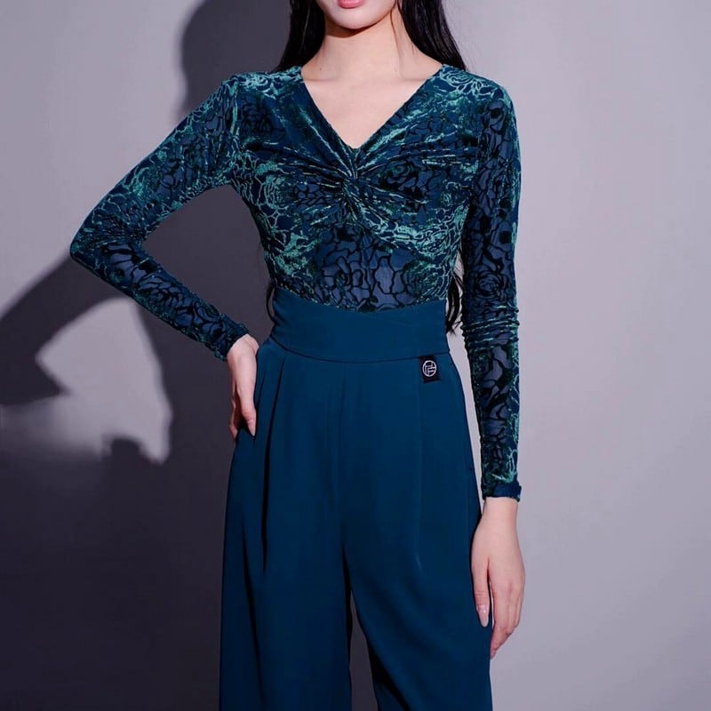 ツイストフロント・ベルベットダンストップス (レオタードタイプ) ds0934