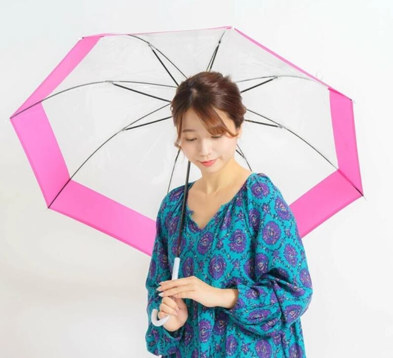 ビニール傘　60cm　傘　雨傘　カラーライン　ジャンプアップ
