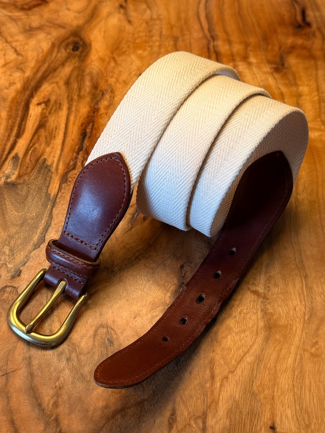 【W36】OLD COACH Leather x Cotton Belt