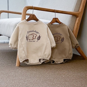 ベビー 冬新作 韓国風 食パン&英字 ロンパース