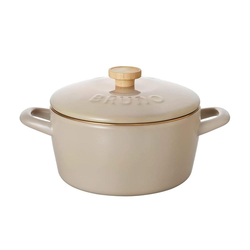 BRUNO ブルーノ ホーロー 両手鍋 20cm グレージュ BHK280 / IH対応 直火 アウトドア 富士ホーロー