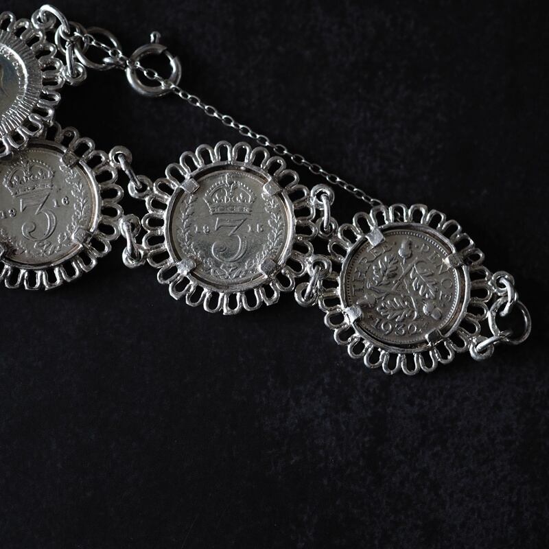 イギリス製 ヴィンテージシルバー コインブレスレット | toko-silver