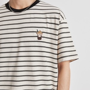 【S-3XL】Striped Ice Embroidered T-shirt / ストライプ アイス Tシャツ