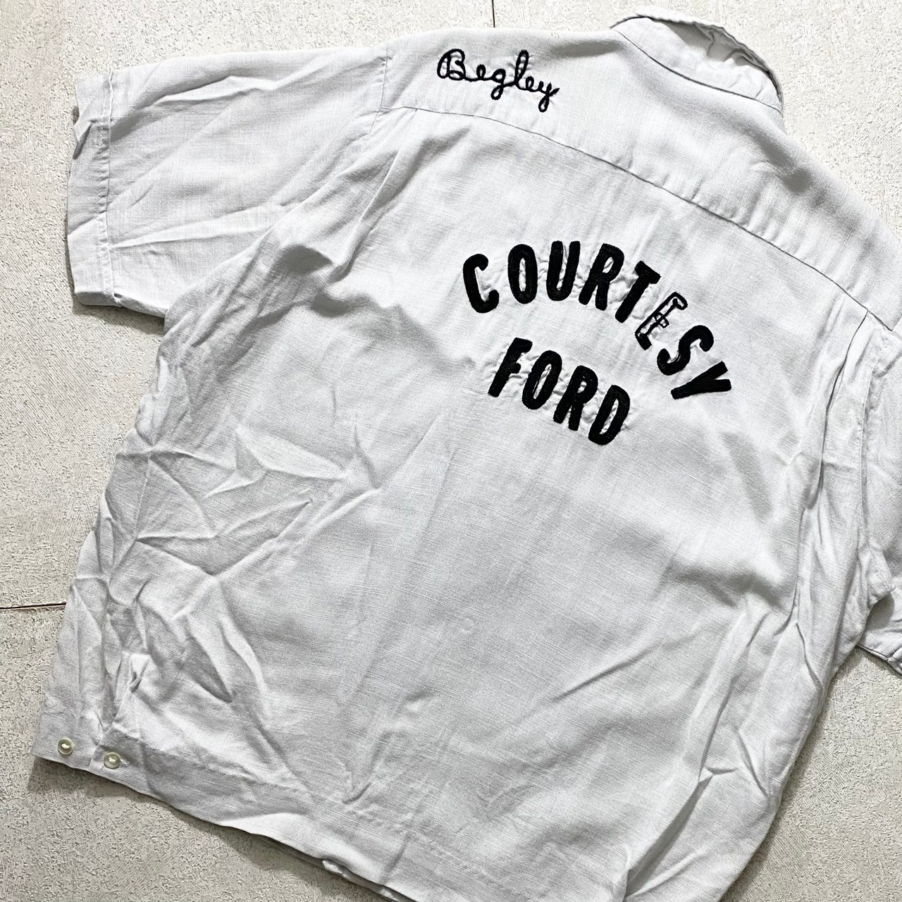 vintage 1960’s rayon bowling shirt “tribe”