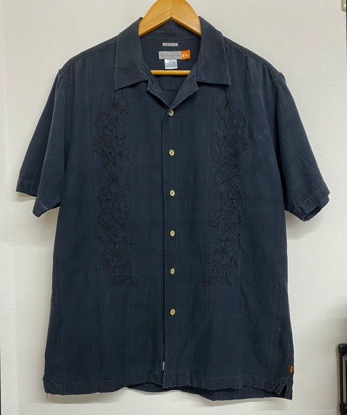 00sQuickSilver OpenCollar Check Surf Shirt/L