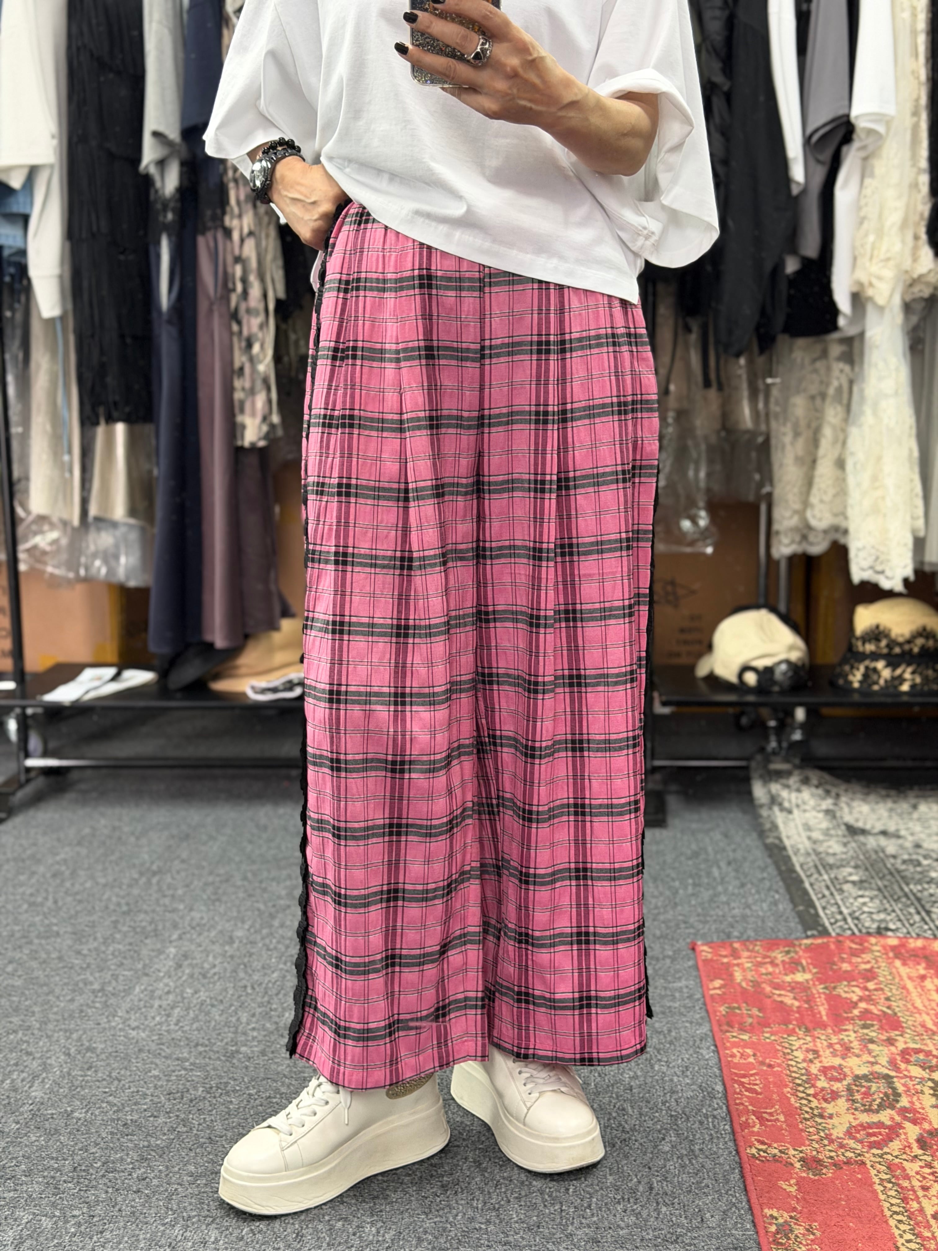 予約販売【 TRANOI. 】タータンチェックサイドフリルパンツ (242R534