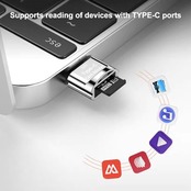 SD/マイクロSDカードリーダー、USB-C to Micro SD SDXC SDHC OTG USBメモリアダプタ TF Type C Memory Card Reader for Galaxy, Huawei, タブレット, PC, MacBook(シルバー)