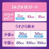 ウィスパー 1枚2役Wガード 15cc 66枚 (吸水ナプキン 尿漏れパッド 女性用)【おりもの&水分ケア】[大容量]
