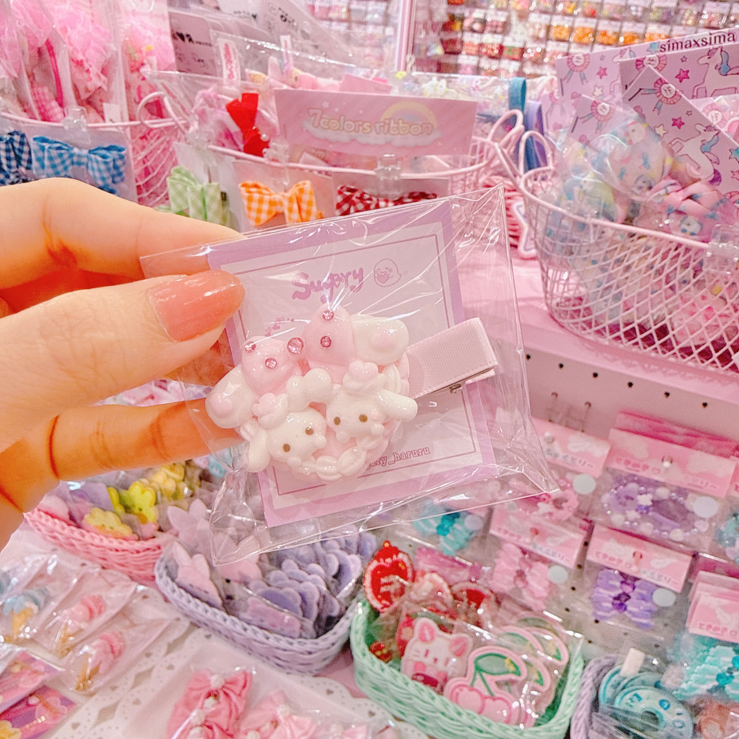 【C9】25-13うさ耳ハートヘアクリップ