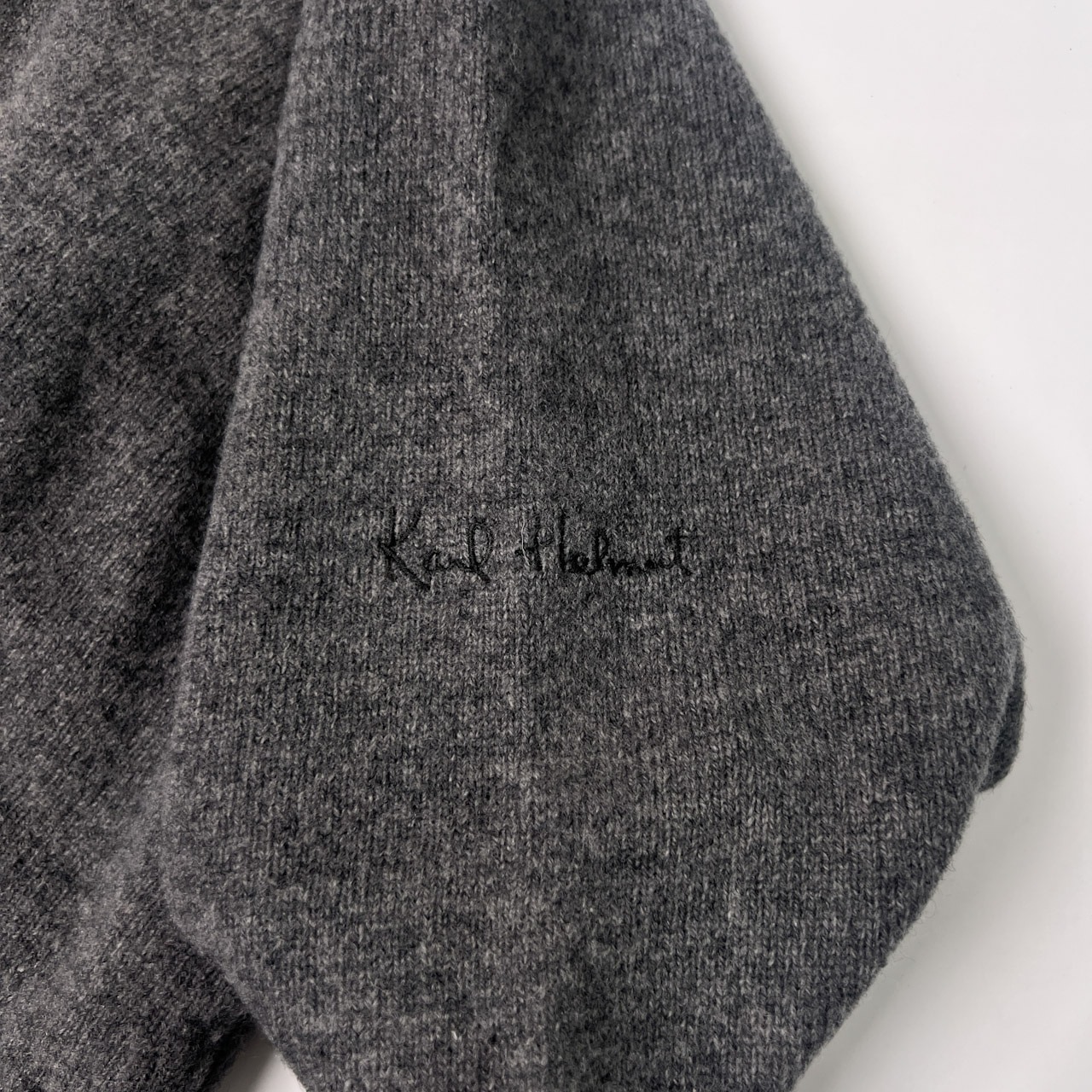 Karl Helmut カールヘルム 袖ロゴ刺繍 ラムウール タートルネック セーターM/グレー