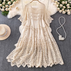 レディース スカート ワンピース プルオーバー ニットワンピ ニットスカート ロングスカート 7分袖 クルーネック 襟なし ワイド Aライン 透け感 伸縮性 薄手 かわいい 大人可愛い きれいめ シンプル カジュアル おしゃれ レトロ こなれ感 ラフ ルーズ 個性的 モダン 主役級 存在感 抜け感 ラブリー キュート ベーシック ロマンティック ナチュラル 春 夏 デート お出かけ 女子会 休日 ショッピング 重ね着 コーデ 体型カバー 普段使い 着回し モテ 清楚 トレンド ゆったり フリーサイズ