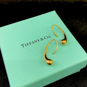 Tiffany "Gold/K18" "Tear-Drop" Pierce -Elsa Peretti-