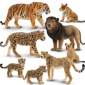 【在庫処分】TOYMANY 8PCS野生動物フィギュア 動物フィギュアセット 野生動物家族 ライオン タイガー チーター 子動物 リアルな動物模型 人気動物 玩具 誕生日プレゼント クリスマス 新年 飾り物 コレクション ６歳以上