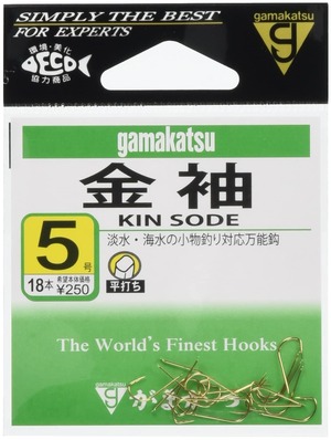 【在庫処分】がまかつ(Gamakatsu) 金袖 フック 5号 釣り針