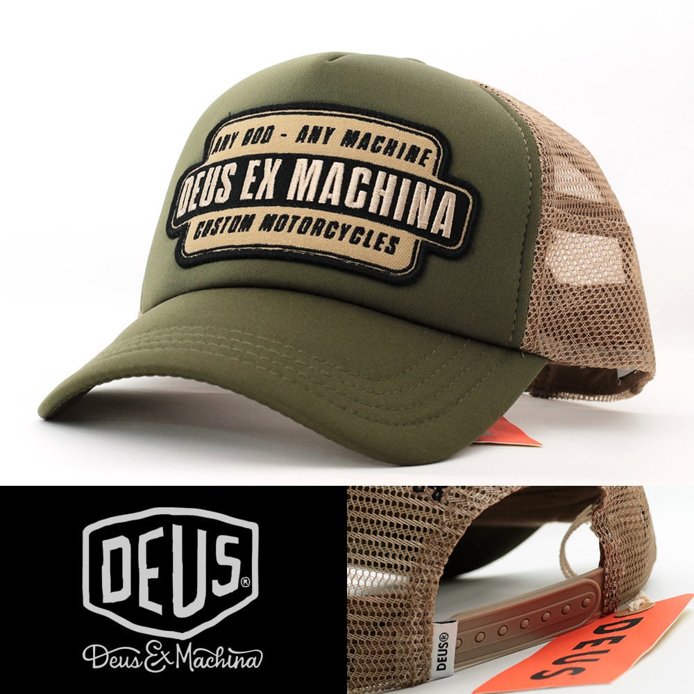 メッシュキャップ 帽子 メンズ デウス エクス マキナ Deus Ex Machina Grip Tape Trucker オリーブ  DMP237772-OCO ブランドロゴ 輸入キャップ専門店 IHG