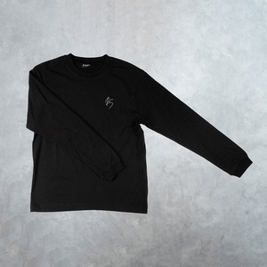 ロゴ刺繍オーガニックコットンロングスリーブTシャツ_RS（ブラック）