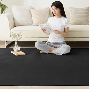 【在庫のみ】Softime カーペット ラグ ラグマット 200×250cm(約3畳)絨毯 滑り止め付 ラグカーペット 軽量設計 洗える 地毯 抗菌 防臭 防ダニ フランネルラグ オールシーズン 床暖房 ホットカーペット対応 無地・ブラック