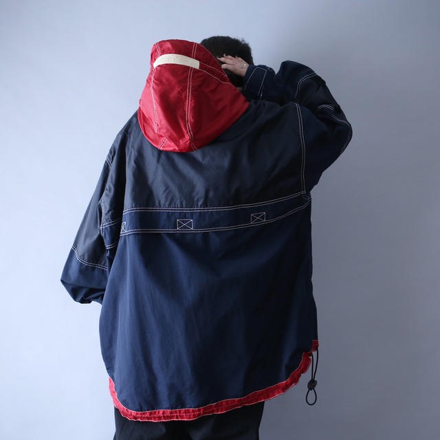 "TOMMY HILFIGER" stitch work design over silhouette nylon anorak parka