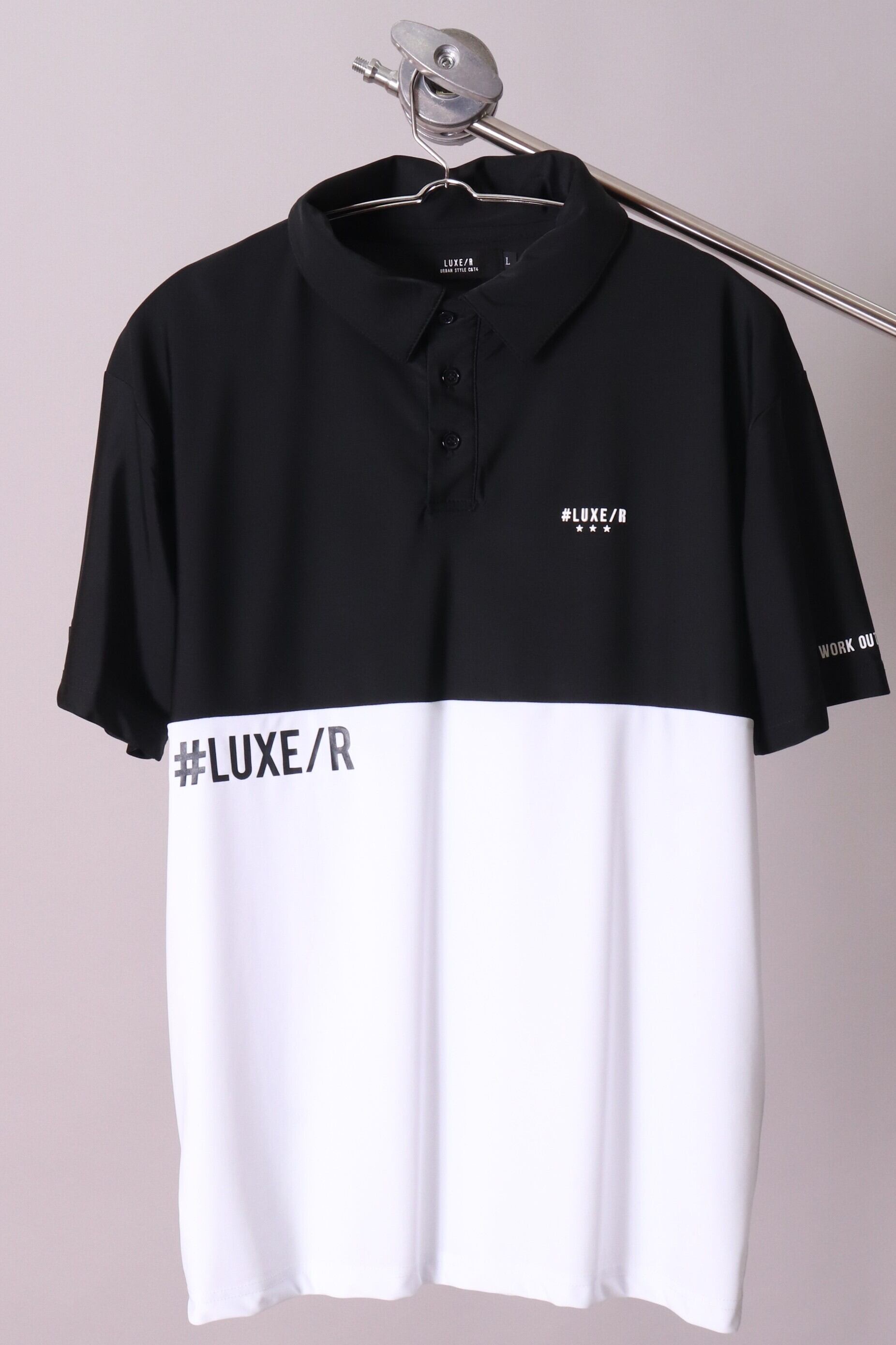 LUXE/R】(45993)ストレッチスムース切り替えポロ 吸水速乾