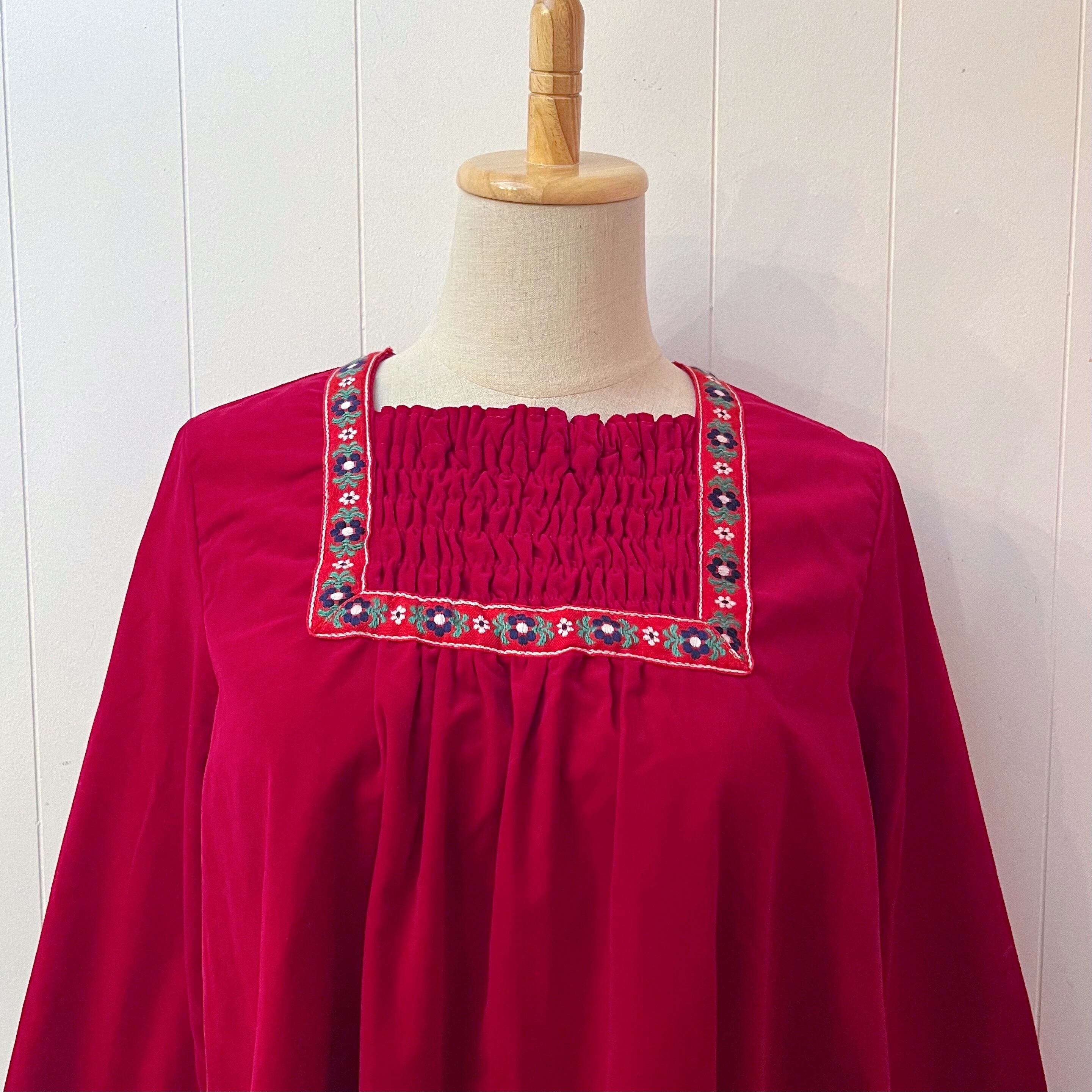 flower tyrolean tape velours blouse